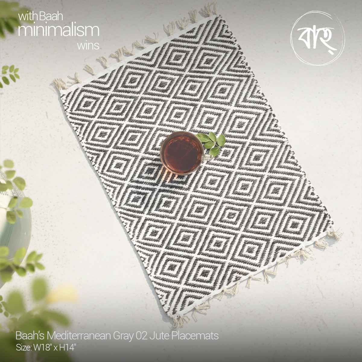 Baah’s Mediterranean Gray 02 Jute Placemats (Single)